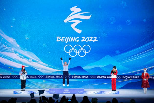 220206 Natalia Nepryaeva of ROC Russia, Therese Johaug of Norway and Teresa Stadlober of Austria at the medal ceremony for women s cross country skiing skiathlon during day 2 of the 2022 Winter Olympics on February 6, 2022 in Zhangjiakou Photo Joel Marklund BILDBYRAN kod JM JM0272 bbeng olympic games olympics winter olympics os ol olympic games winter os olympic games peking peking 2022 beijing 2022 beijing 2022 olympic games beijing 2022 winter olympic games peking os beijing ol winter ol medal ceremony medal ceremony medal ceremony norway jubilation,  Copyright: JOELxMARKLUND BB220206JM028