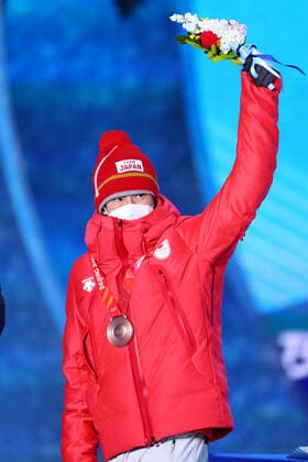Ikuma Horishima (JPN), FEBRUARY 6, 2022 - Freestyle Skiing : Men s Moguls Medal Ceremony during the Beijing 2022 Olympic Winter games, Winterspiele,Spiele, Summer games at Zhangjiakou Medal Plaza in Zhangjiakou, Hebei, China.  (180020806)