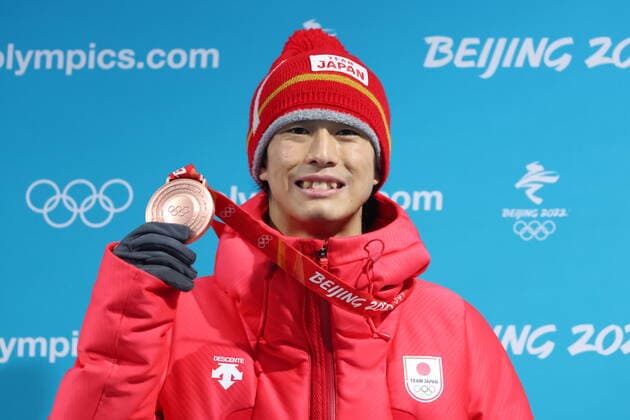 Ikuma Horishima (JPN), FEBRUARY 6, 2022 - Freestyle Skiing : Men s Moguls Medal Ceremony during the Beijing 2022 Olympic Winter games, Winterspiele,Spiele, Summer games at Zhangjiakou Medal Plaza in Zhangjiakou, Hebei, China.  (180021152)
