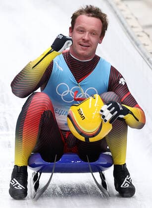 BEIJING, CHINA - FEBRUARY 6, 2022: Germany s Felix Loch competes in a men s singles luge heat at the Yanqing National Sliding Centre during the 2022 Winter Olympic Games, Olympische Spiele, Olympia, OS Anton Novoderezhkin TASS  TS1219BC