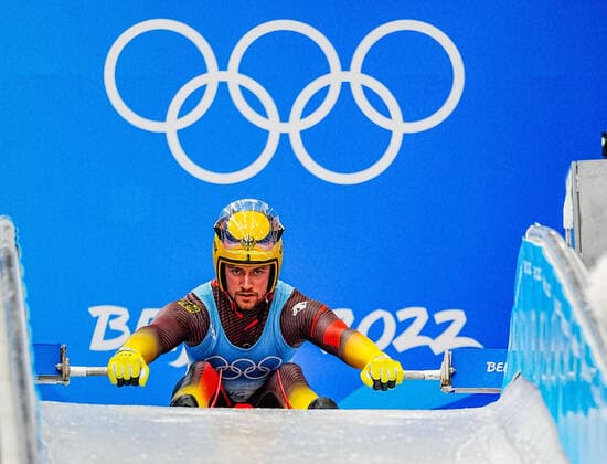 (220207) -- BEIJING, Feb. 7, 2022 -- Johannes Ludwig of Germany gets ready to go during Men s Singles Run of luge event at the Yanqing National Sliding Centre in Yanqing District of Beijing, capital of China, Feb. 6, 2022. ) (BEIJING2022)CHINA-BEIJING-YANQING-OLYMPIC Winter games, Winterspiele,Spiele, Summer games LUGE-MEN S SINGLES-FINAL (CN) JiangxWenyao 