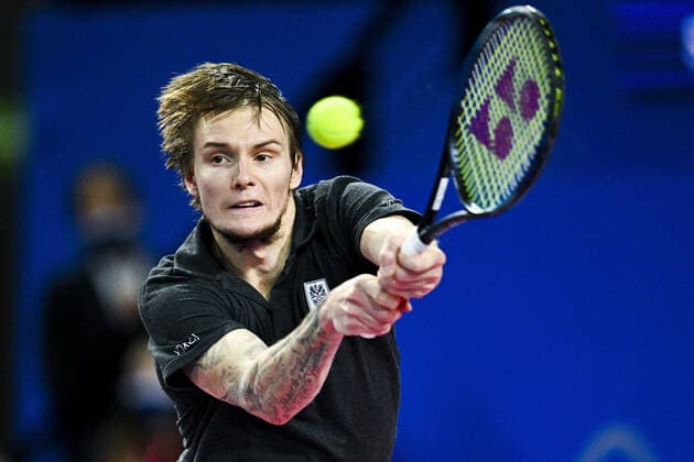 Alexander Bublik (Kaz) TENNIS : Open Sud de France 2022 Finale simple messieurs - Montpellier - 06 02 2022 JBAutissier Panoramic 
