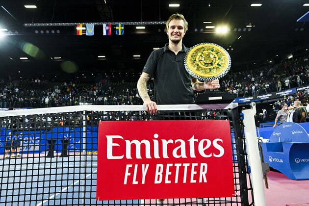 Alexander Bublik (Kaz) TENNIS : Open Sud de France 2022 Finale simple messieurs - Montpellier - 06 02 2022 JBAutissier Panoramic 