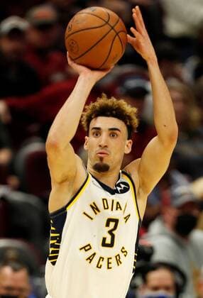 Indiana Pacers guard Chris Duarte of Dominican Republic puts up a three point shot during the second half of the NBA, Basketball Herren, USA game between the Cleveland Cavaliers and the Indiana Pacers at Rocket Mortgage Fieldhouse in Cleveland, Ohio, USA, 06 February 2022. Indiana Pacers at Cleveland Cavaliers !ACHTUNG: NUR REDAKTIONELLE NUTZUNG!  Copyright: xDAVIDxMAXWELLx AME4155 20220207-49f65b934bebc3ef43a1dcdc7c3549b0ed8f1ce4