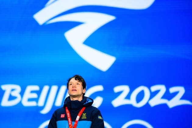 220207 Nils van der Poel of Sweden celebrating at the medal ceremony for men s 5000 meter speed skating during day 3 of the 2022 Winter Olympics on February 7, 2022 in Beijing Photo Mathias Bergeld BILDBYRAN kod MB MB0311 olympic games olympics winter olympics os ol olympiska spel Winter Olympics Beijing Beijing Beijing 2022 Beijing 2022 Beijing 2022 Olympic Games Beijing 2022 Winter Olympic Games Beijing Os Beijing ol Winter ol 3 bbeng medal ceremony medal ceremony sweden celebration sweden celebration jubilation gold,  Copyright: MATHIASxBERGELD BB220207MB089