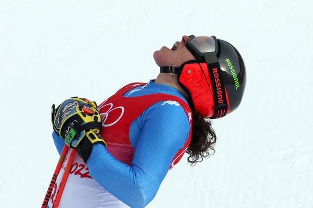 IPP20220207 Winter Olympic Games, Olympische Spiele, Olympia, OS 2022: Alpine Skiing Women s Giant Slalom, federica brignone festeggia il secondo posto (Verwendung nur in Deutschland - GERMANY ONLY) *** IPP20220207 Winter Olympic Games 2022 Alpine Skiing Women s Giant Slalom, federica brignone festeggia il secondo posto use only in Germany GERMANY ONLY 