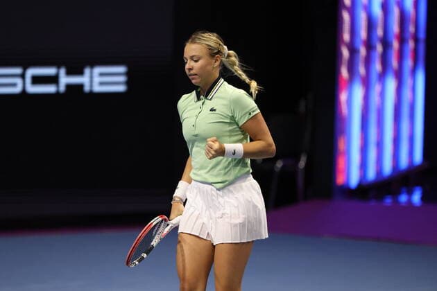 February 7, 2022, Saint Petersburg, Russia: Anett Kontaveit of Estonia plays against Jil Teichmann of Switzerland during the St. Petersburg Ladies Trophy 2022 tennis tournament..Final score: Saint Petersburg Russia - ZUMAs197 20220207_zaa_s197_186 Copyright: xMaksimxKonstantinovx