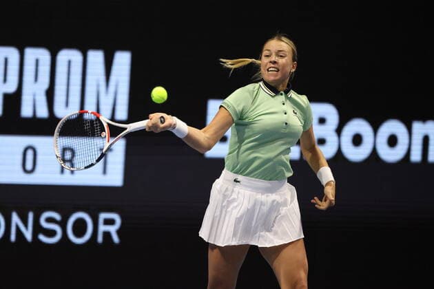 February 7, 2022, Saint Petersburg, Russia: Anett Kontaveit of Estonia plays against Jil Teichmann of Switzerland during the St. Petersburg Ladies Trophy 2022 tennis tournament..Final score: Saint Petersburg Russia - ZUMAs197 20220207_zaa_s197_209 Copyright: xMaksimxKonstantinovx