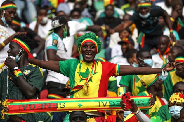 Senegal v Egypt - AFCON Africa Cup Of Nations Cameron 2021 Fans of Senegal team before the 2021 Africa Cup of Nations final soccer match between Senegal and Egypt at the Paul Biya Olembe Stadium, Yaounde, Cameroon 06 February 2022. Yaounde Cameroon  Copyright: xAymanxArefx originalFilename:aref-notitle220206_npTDv.jpg