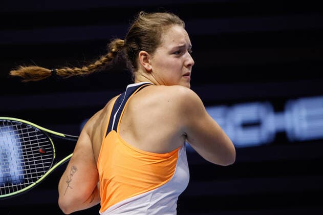St. Petersburg Ladies Trophy 2022 - Day Two Jule Niemeier of Germany in action during the women s singles Round of 32 match of the WTA, Tennis Damen 500 St. Petersburg Ladies Trophy 2022 International Tennis Tournament against Petra Kvitova of Czech Republic on February 8, 2022 at the Sibur Arena in Saint Petersburg, Russia. Saint Petersburg Russia  Copyright: xMikexKireevx originalFilename:kireev-stpeters220208_npKcK.jpg