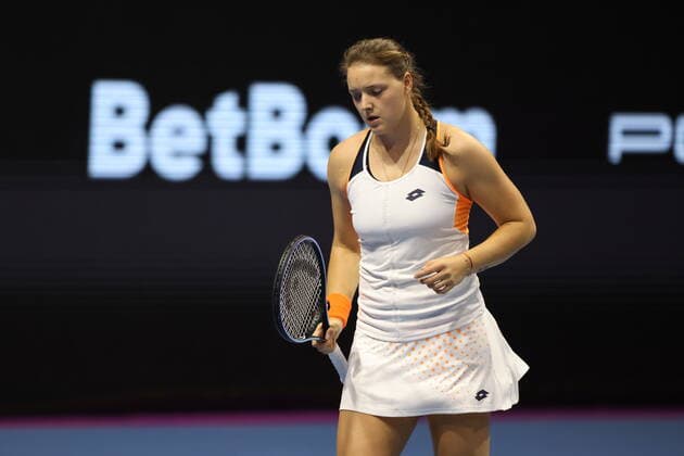 February 8, 2022, Saint Petersburg, Russia: Jule Niemeier of Germany seen during the St. Petersburg Ladies Trophy 2022 tennis tournament against Petra Kvitova of Czech Republic..Final score; Petra Kvitova 2:0 Jule Niemeier. Saint Petersburg Russia - ZUMAs197 20220208_zaa_s197_006 Copyright: xMaksimxKonstantinovx