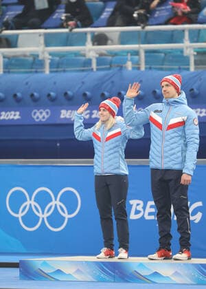 February 8, 2022, Beijing, Hebei, China: KRISTIN SKASLIEN and MAGNUS NEDREGOTTEN of Norway win the Mixed Doubles Gold Medal at the National Aquatics Centre on February 8th 2022 in Beijing, China Beijing China - ZUMAc179 20220208_zep_c179_078 Copyright: xMickaelxChavetx