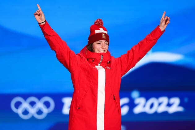 BEIJING, CHINA - FEBRUARY 08: Bronze medallist Mathilde Gremaud of Team Switzerland poses during the Women s Freestyle Skiing Freeski Big Air medal ceremony on Day 4 of the Beijing 2022 Winter Olympic Games, Olympische Spiele, Olympia, OS at Beijing Medal Plaza on February 8, 2022 in Beijing, China.  Copyright: xVCGx CFP111368320242 