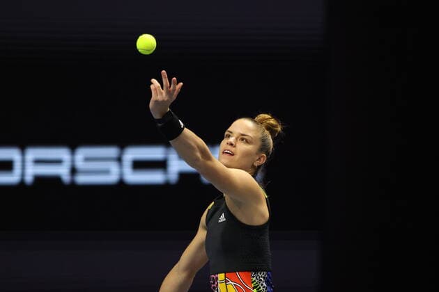 February 8, 2022, Saint Petersburg, Russia: Maria Sakkari of Greece playing against Anastasia Potapova of Russia during the St.Petersburg Ladies Trophy 2022 tennis tournament..Final score: Saint Petersburg Russia - ZUMAs197 20220208_zaa_s197_185 Copyright: xMaksimxKonstantinovx