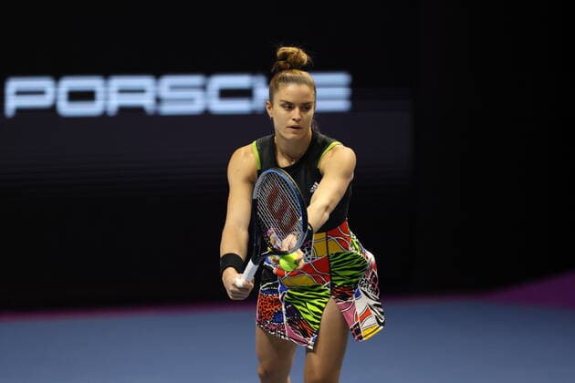 February 8, 2022, Saint Petersburg, Russia: Maria Sakkari of Greece playing against Anastasia Potapova of Russia during the St.Petersburg Ladies Trophy 2022 tennis tournament..Final score: Saint Petersburg Russia - ZUMAs197 20220208_zaa_s197_189 Copyright: xMaksimxKonstantinovx