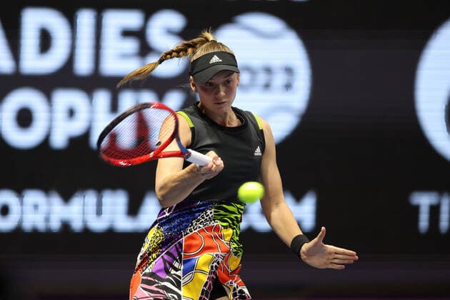 February 9, 2022, Saint Petersburg, Russia: Elena Rybakina of Kazakhstan playing against Varvara Gracheva of Russia during the St.Petersburg Ladies Trophy 2022 tennis tournament..Final score: Saint Petersburg Russia - ZUMAs197 20220209_zaa_s197_062 Copyright: xMaksimxKonstantinovx
