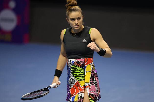 February 9, 2022, Saint Petersburg, Russia: Maria Sakkari of Greece plays against Ekaterina Alexandrova of Russia during the St. Petersburg Ladies Trophy 2022 tennis tournament..Final score: Saint Petersburg Russia - ZUMAs197 20220209_zaa_s197_219 Copyright: xMaksimxKonstantinovx