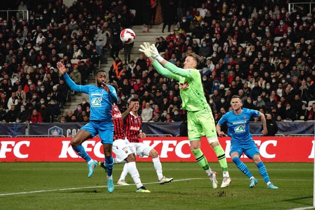 Marcin Bulka (OGC Nice) FOOTBALL : OGC Nice vs Marseille - 1 4 de finale de coupe de France - Nice - 09 02 2022 NorbertScanella Panoramic 