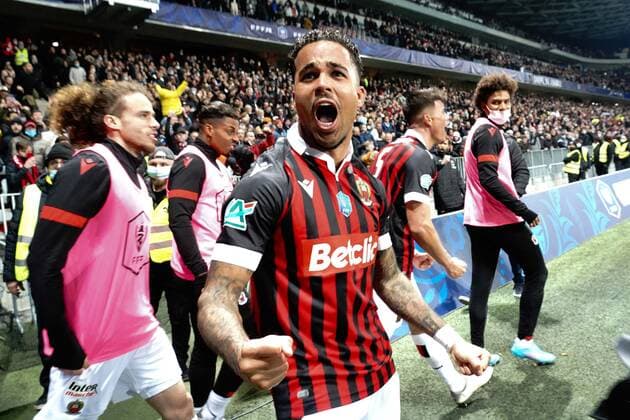 Joie - Justin Kluivert (OGC Nice) FOOTBALL : OGC Nice vs Marseille - 1 4 de finale de coupe de France - Nice - 09 02 2022 NorbertScanella Panoramic 