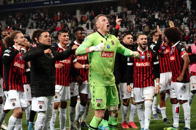 Joie - Marcin Bulka (OGC Nice) FOOTBALL : OGC Nice vs Marseille - 1 4 de finale de coupe de France - Nice - 09 02 2022 NorbertScanella Panoramic 