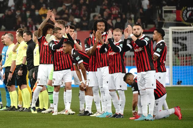Equipe de l OGC Nice FOOTBALL : OGC Nice vs Marseille - 1 4 de finale de coupe de France - Nice - 09 02 2022 NorbertScanella Panoramic 