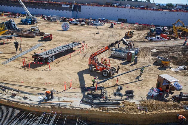 February 9, 2022, Inglewood, California, USA: Media was invited to a First Look at the Intuit Dome construction, future home of the Los Angeles Clippers on Wednesday February 9, 2022 at the Inuit Dome site in Inglewood, California. PI Inglewood USA - ZUMAp124 20220209_zaa_p124_018 Copyright: xJAVIERxROJASx