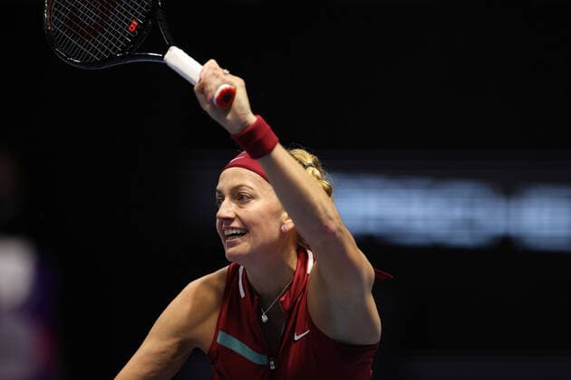 February 10, 2022, Saint Petersburg, Russia: Petra Kvitova of Chezh Republic play against Irina-Camelia Begu of Romania during the St.Petersburg Ladies Trophy 2022 tennis tournament..Final score: Saint Petersburg Russia - ZUMAs197 20220210_zaa_s197_011 Copyright: xMaksimxKonstantinovx