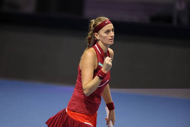 February 10, 2022, Saint Petersburg, Russia: Petra Kvitova of Chezh Republic play against Irina-Camelia Begu of Romania during the St.Petersburg Ladies Trophy 2022 tennis tournament..Final score: Saint Petersburg Russia - ZUMAs197 20220210_zaa_s197_019 Copyright: xMaksimxKonstantinovx