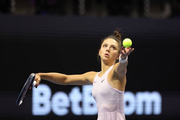 February 10, 2022, Saint Petersburg, Russia: Jaqueline Cristian of Romania play against Aliaksandra Sasnovich of Belarus during the St.Petersburg Ladies Trophy 2022 tennis tournament..Final score: Saint Petersburg Russia - ZUMAs197 20220210_zaa_s197_118 Copyright: xMaksimxKonstantinovx