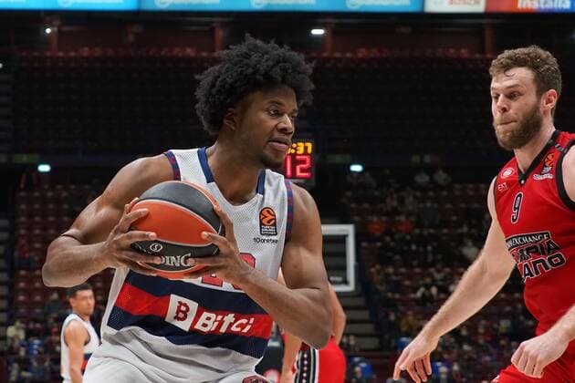 Mandatory Credit: Photo by Savino Paolella LiveMedia Shutterstock (12799364h) Steven Enoch (Bitci Baskonia Vitoria-Gasteiz) Basketball Euroleague Championship AX Armani Exchange Olimpia Milano vs Bitci Baskonia Vitoria-Gasteiz, Forum, Milan, Italy - 10 Feb 2022 Basketball Euroleague Championship AX Armani Exchange Olimpia Milano vs Bitci Baskonia Vitoria-Gasteiz, Forum, Milan, Italy - 10 Feb 2022  Copyright: xSavinoxPaolella LiveMedia Shutterstockx 12799364h
