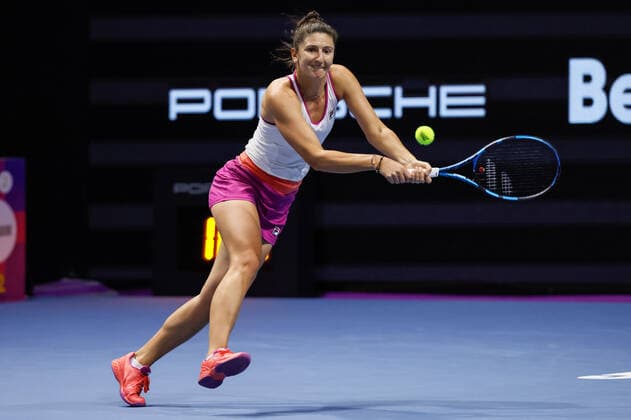 St. Petersburg Ladies Trophy 2022 - Quarter-Finals Irina-Camelia Begu of Romania returns the ball to Tereza Martincova of Czech Republic during the women s singles quarterfinal match of the WTA, Tennis Damen 500 St. Petersburg Ladies Trophy 2022 International Tennis Tournament on February 11, 2022 at the Sibur Arena in Saint Petersburg, Russia. Saint Petersburg Russia  Copyright: xMikexKireevx originalFilename:kireev-stpeters220211_npkA7.jpg