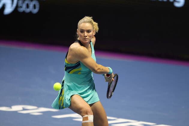 February 11, 2022, Saint Petersburg, Russia: Tereza Martincova of Czech Republic in action during the St. Petersburg Ladies Trophy 2022 tennis tournament against Irina-Camelia Begu of Romania..Final score; Tereza Martincova 0:2 Irina-Camelia Begu. Saint Petersburg Russia - ZUMAs197 20220211_zaa_s197_019 Copyright: xMaksimxKonstantinovx