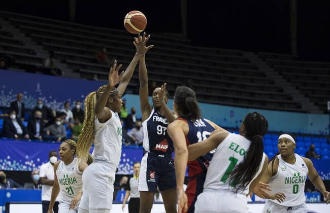 Kendra Chery of France BASKET BALL FEMININ : Nigeria vs France - FIBA Tournoi qualificatif Mondial - Belgrade - 11 02 2022 NikolaKrstic Panoramic 