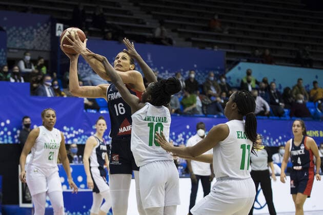 Helena Ciak of France BASKET BALL FEMININ : Nigeria vs France - FIBA Tournoi qualificatif Mondial - Belgrade - 11 02 2022 NikolaKrstic Panoramic 