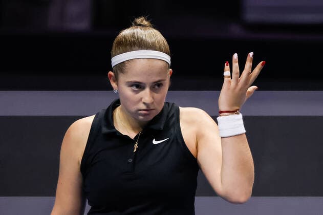 St. Petersburg Ladies Trophy 2022 - Quarter-Finals Jelena Ostapenko of Latvia gestures during the women s singles quarterfinal match of the WTA, Tennis Damen 500 St. Petersburg Ladies Trophy 2022 International Tennis Tournament against Aliaksandra Sasnovich of Belarus on February 11, 2022 at the Sibur Arena in Saint Petersburg, Russia. Saint Petersburg Russia  Copyright: xMikexKireevx originalFilename:kireev-stpeters220211_npjgh.jpg
