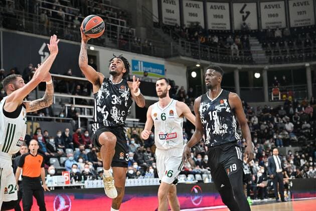 James Gist (asvel) BASKETBALL : LDLC ASVEL vs Panathinaikos AthÂnes - Euroligue - 11 02 2022 FredericChambert Panoramic 