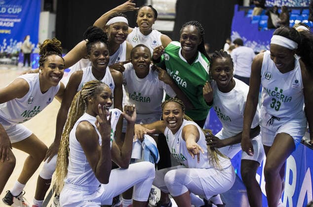 The team of Nigeria BASKET BALL FEMININ : Nigeria vs France - FIBA Tournoi qualificatif Mondial - Belgrade - 11 02 2022 NikolaKrstic Panoramic 