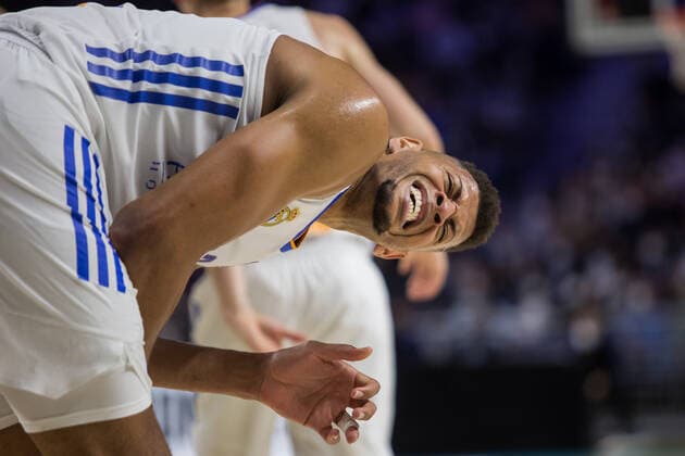 Spain: Real Madrid vs FC Barcelona, Barca Edy Tavares during FC Barcelona victory over Real Madrid 68 - 86 in Turkish Airlines Euroleague regular season game (round 26) celebrated in Madrid (Spain) at Wizink Center. February 11th 2022. Madrid Madrid Spain Copyright: JuanxCarlosxGarcíaxMate