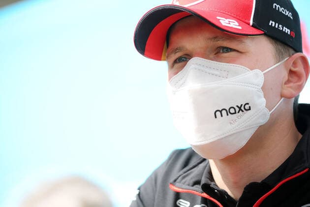 Maximilian Günters (GER) mit Maske während der FE Medienrunde im Fahrerlager, Formula E FIA World Championship, WM, Weltmeisterschaft season 8, Mexiko- City E- Prix, 11.02.2022, Portrait, Corona, Presse
