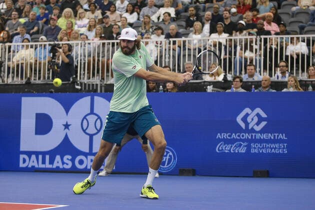DALLAS, TX - FEBRUARY 11: Reilly Opelka (USA) during the Dallas Open on February 11, 2022 at the Styslinger Altec Tennis Complex in Dallas, TX. (Photo by George Walker Icon Sportswire) TENNIS: FEB 11 Dallas Open Icon22021130