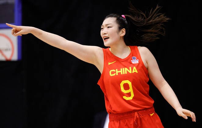 (220212) -- BELGRADE, Feb. 12, 2022 -- Li Meng of China reacts during the FIBA Women s World Cup qualifying basketball match between China and Mali in Belgrade, Serbia on Feb. 11, 2022. China s women s basketball team secured their participation at the FIBA Women s World Cup in Australia by beating Mali 84-64. (Photo by Xinhua) (SP)SERBIA-BELGRADE-BASKETBALL-FIBA WOMEN S WORLD CUP QUALIFIERS PredragxMilosavljevic 