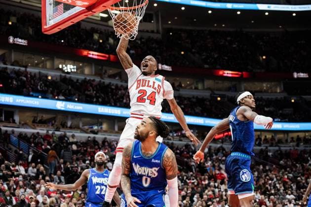 Javonte Green 24, Chicago Bulls dunks the ball during the game on February 11, 2021 at the United Center Shaina Benhiyoun SPP National Basketball Association - Chicago Bulls vs Minnesota Timberwolves - United Center 