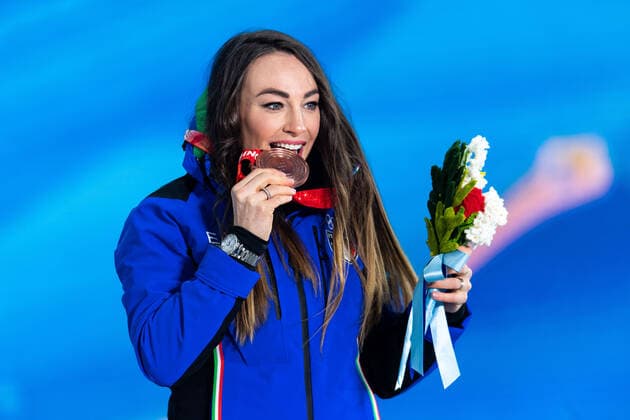 220212 Dorothea Wierer of Italy with her bronze medal at the medal ceremony for women bi s biathlon 7,5 km sprint during day 8 of the 2022 Winter Olympics on February 12, 2022 in Zhangjiakou Photo Vegard Grott BILDBYRAN kod VG VG0239 olympic games olympics winter olympics os ol olympics winter os olympics peking peking beijing 2022 beijing 2022 beijing 2022 olympic games beijing 2022 winter olympic games beijing os beijing ol winter ol bbeng medal ceremony medal ceremony medal ceremony,  Copyright: VEGARDxGRoTT BB220212VG062