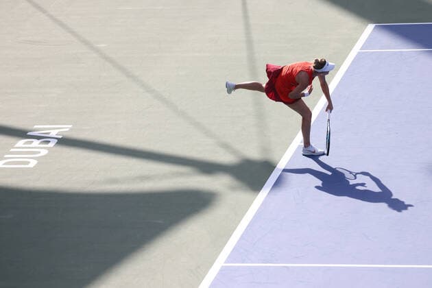 Marketa Vondrousova, CZE, during qualifying round of 2022 Dubai Championships in Dubai, 12 02 2022
