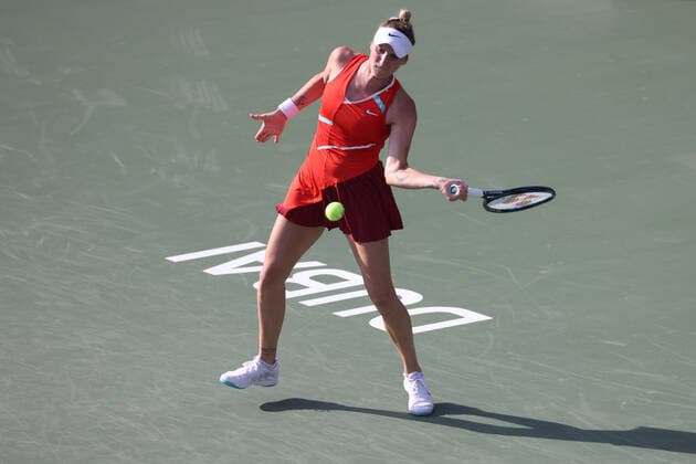 Marketa Vondrousova, CZE, during qualifying round of 2022 Dubai Championships in Dubai, 12 02 2022