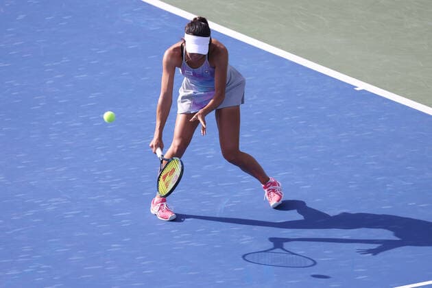 Ena Shibahara, JPN, during qualifying round of 2022 Dubai Championships in Dubai, 12 02 2022