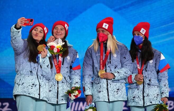BEIJING 2022, cross-country skiing, 4x5km relay women, award ceremony