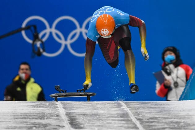 BEIJING, CHINA - FEBRUARY 11: Christopher Grotheer of Team Germany competes during the Men s Skeleton Heat 4 on day seven of Beijing 2022 Winter Olympic Games, Olympische Spiele, Olympia, OS at National Sliding Centre on February 11, 2022 in Beijing, China.  Copyright: xVCGx CFP111368884211 