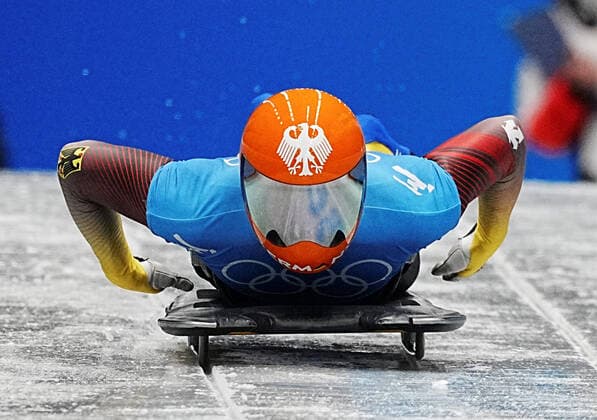 (220211) -- BEIJING, Feb. 11, 2022 -- Christopher Grotheer of Germany competes during skeleton men heat of Beijing 2022 Winter Olympics at National Sliding Centre in Yanqing District, Beijing, capital of China, Feb. 11, 2022. ) (BEIJING2022)CHINA-BEIJING-OLYMPIC Winter games, Winterspiele,Spiele, Summer games SKELETON-MEN HEAT (CN) HexZhangshan 