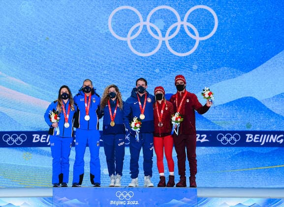 BEIJING 2022, Snowboard, Snowboardcross Mixed Team, Award Ceremony